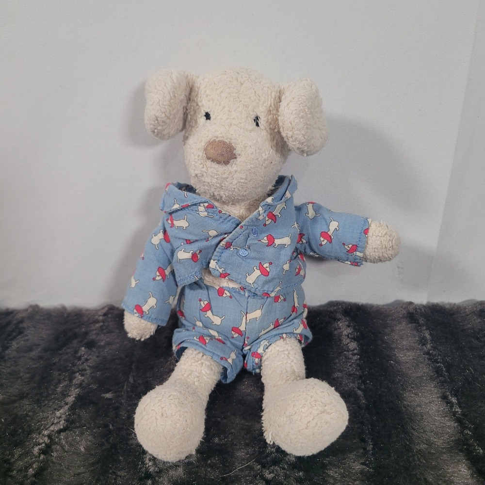 Little Jellycat Bedtime Puppy Plush Cream Dog Blue Pajamas Retired JCINC2193SH